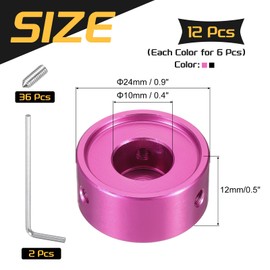 MECCANIXITY 12 Pcs Footswitch Toppers Guitar Pedal Button Caps Metal Footswitch Top Cover 3/8" for Guitar Effects Pedal Buttons, Red, Black