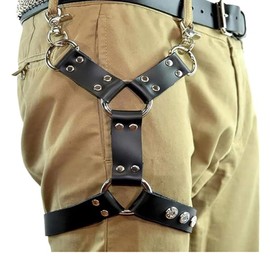 BAQOEYII Black Leather Thigh Leg Garters Belt, Punk Harness Body Chain Cage Gothic Belt for Men or Women