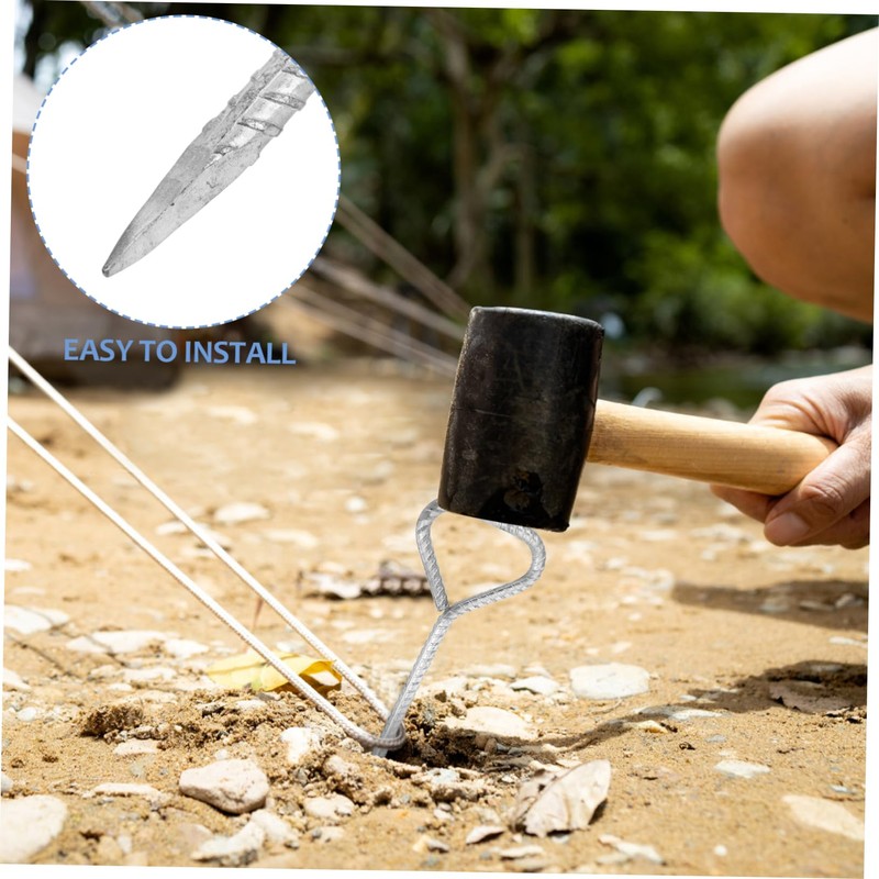Outanaya 4PCS Heavy Duty Steel Tent Stakes Galvanized Ground Pegs