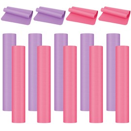 LEIFIDE 10 Pack Yoga Mats Bulk, 68'' x 24'' x 4mm Thick Yoga Mats for Kids and Adult Gym Bundle Latex Free Exercise with Non Slip Texture for Outdoor Pilates or Workout(Pink,Purple)