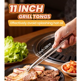 Ugotit 28cm Stainless Steel Kitchen Tongs for Cooking, 6 Pack Korean BBQ Japanese Yakiniku Tongs, Metal Food Tongs for Cooking, Frying, Salad, Hot Pot, Air Fryer Cooking Tweezers Set