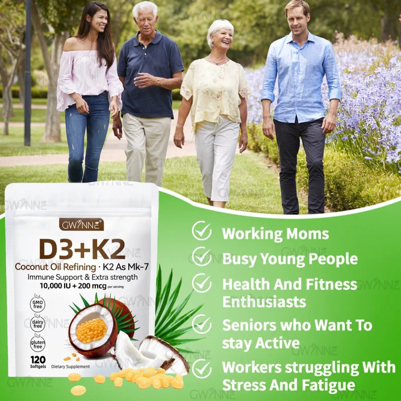 Gwynne Vitamina D3 10.000ui + K2 Mk-7 200mcg,2 En 1