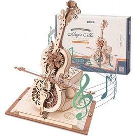 ROKR 3D Wooden Puzzles for Adults,Wooden Music Box Kits-Cello Wood Model Kits for Adults to Build,Stem Projects for Kids Ages 12-16,Birthday Gifts Hobbies for Women Men