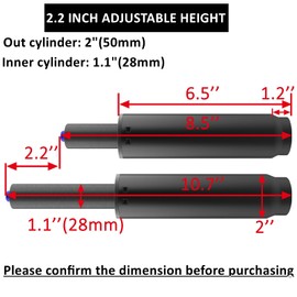 MySit 2.2" Stroke Office Chair Gas Lift Cylinder Replacement, Heavy Duty 450lbs Shortest Gas Spring Rod Chair Part Sinking 1.2 inches Universal Size Black for Short Person, Class 4