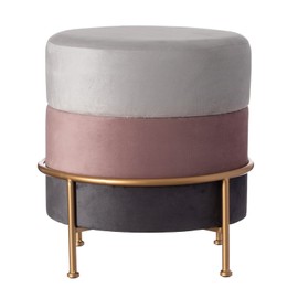Vintiquewise New Round Velvet Ottoman Stool 16” Tall Tricolor with Gold Metal Stand