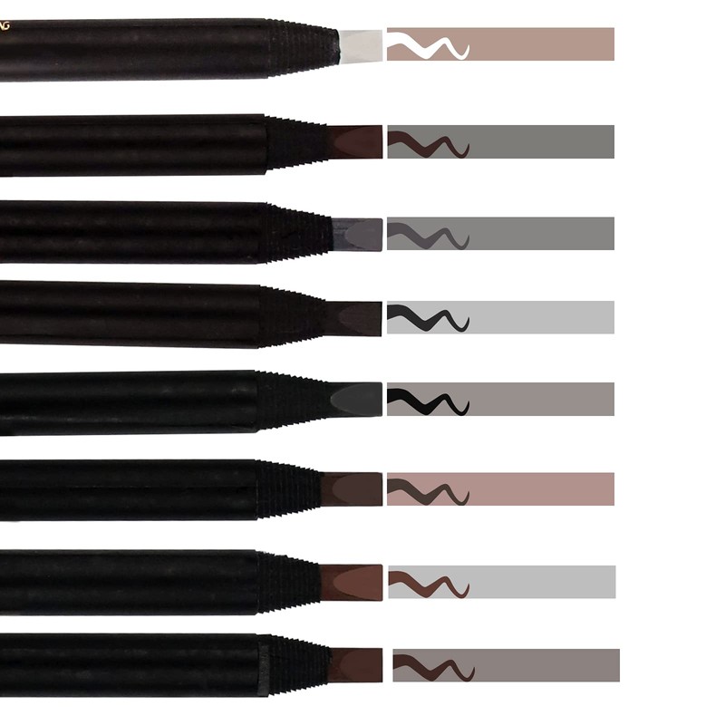 Pack of 6 Colourful Peel-Off Eyebrow Pencil with Brush Tattoo