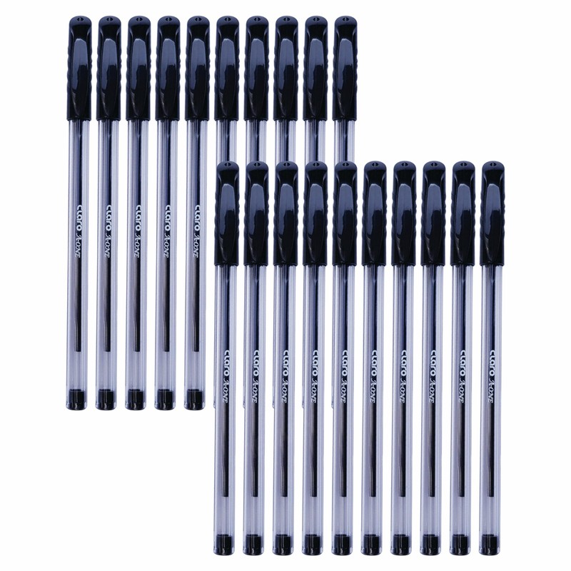 CLARO A-one Ballpoint Pens, BLACK, Medium Point (1.0mm), Pack of