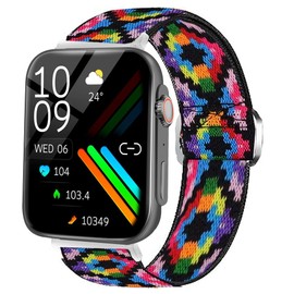 Compatible with ActiVibe Smartwatch Bands,Lamshaw 22mm Stretch Elastics Nylon Adjustable Replacement Strap Accessories for Men & Women Compatible for ActiVibe H6/Trendia L55/BEYCED QS56/TRUEFREE GT1 Smartwatch (Colorful)