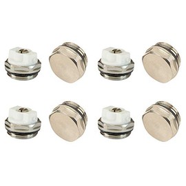 x4 Air Bleeder & Blank Cap Set Manual Radiator AIR Vent Bleed Plug Valve Kit 1/2" BSP