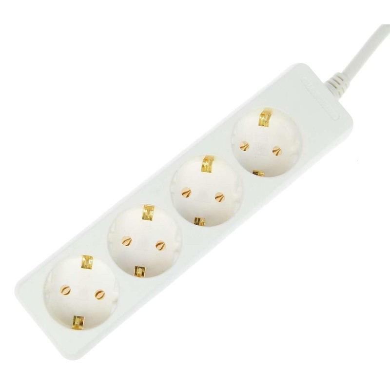 GLT 3 x Paccs 4-Way Multiple Sockets White Power Strip,