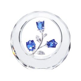 LONGWIN Crystal Tulips Flower Figurines with a Outer Circular Ring, Glass Spring Bouquet Collectible Figurines Home Decor - Gift Idea for Mothers Day, Valentine's Day (Cobalt Blue)