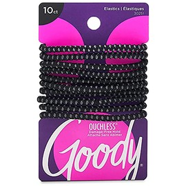 Goody Ouchless No Slip Hair Ties, 10 Ct, Black, 4MM Rubber Bands, SlideProof, Pain-Free Styling Accessories for Women & Men, Made for Long-Lasting Braids, Ponytails & More, All Hair Types