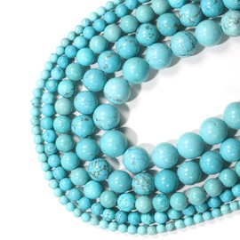 40PCS Blue Turquoise Beads, Smooth Natural Stone Beads, 10mm Round Gemstone Beads for Jewelry Making, Polished Loose Beads for Earring Necklace Bracelets Accessories Making