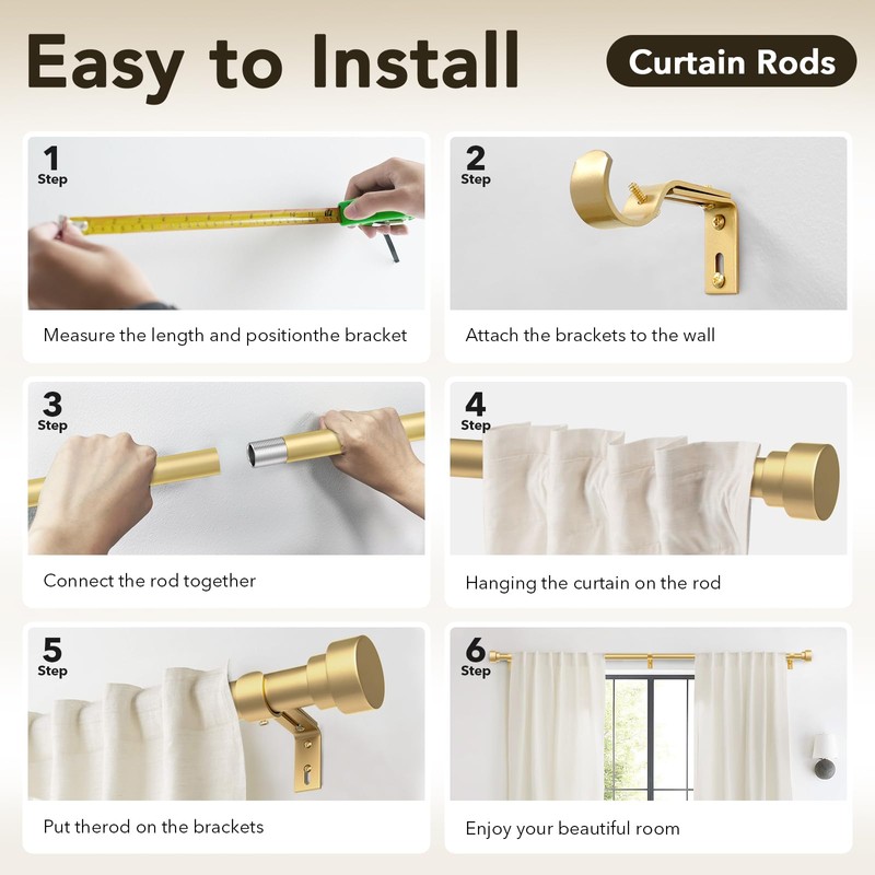 IFELS 2 Pack Heavy Duty Curtain Rods for Windows 48