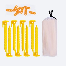 9 Inch Plastic Tent Stakes for Sand,Heavy Duty Tent Stakes for Beach Tent,for Canopy Tent with Wind Rope Buckle & Pouch,Ultimate Ground Stakes,Durable Tent Pegs for Outdoor & Garden Lawn-12Pack