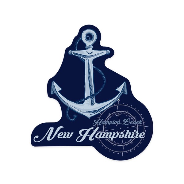 Die Cut Sticker Hampton Beach, New Hampshire, Anchor, Coastal Icon,