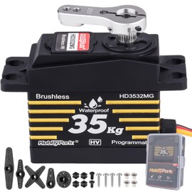 HobbyPark Waterproof 35KG High Torque Servo Motor Metal Gear Digital Standard Servo for 1/8 1/10 1/12 RC Crawler RC Truck RC Car Basher Bashing Robot DIY Control Angle 180° (Brushless Motor)