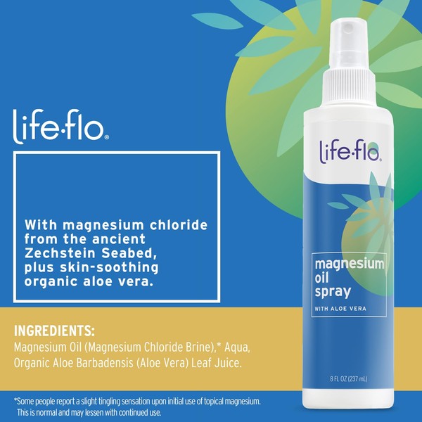 LIFE-FLO Life-flo Magnesium Oil Spray with Organic Aloe Vera, Magnesium