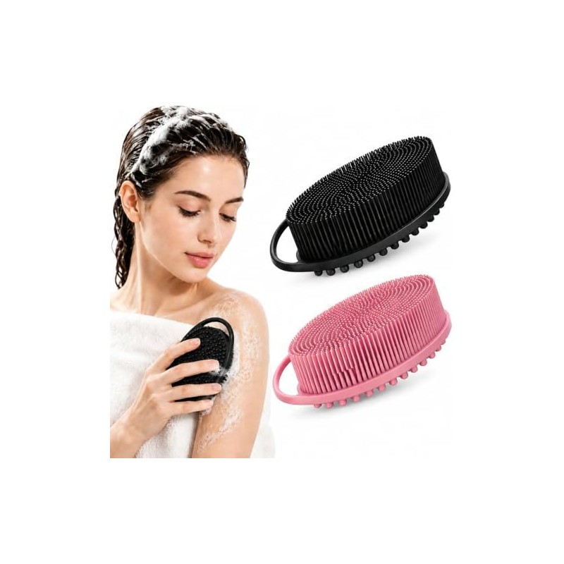 2 Piezas Cepillo Corporal de Silicona Doble Cara para Exfoliar
