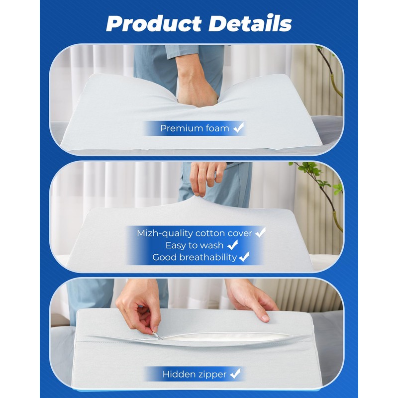 Positioning Wedge Pillow for Side Sleeping (3 in 1),19.69",Off-white Gray