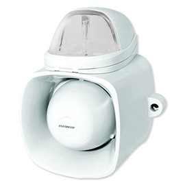 Seco-Larm SH-816S-SQ/C Self-Contained Siren with Strobe Light, 120dB Warble-Tone Siren, Audio Input for Broadcasting Messages Or Audio Playback, IP65 Weatherproof, White with Clear Light