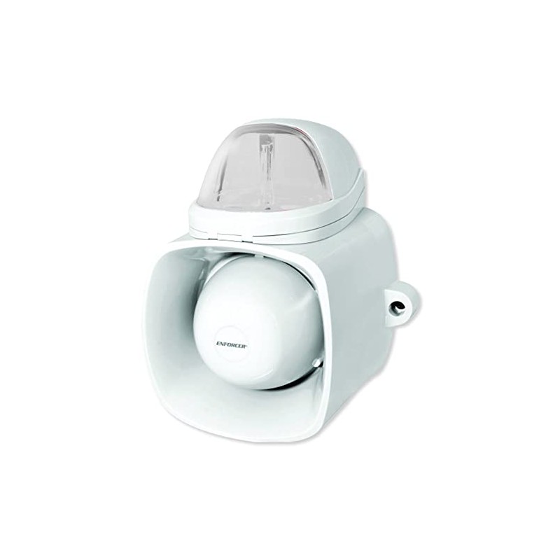 Seco-Larm SH-816S-SQ/C Self-Contained Siren with Strobe Light, 120dB Warble-Tone Siren,