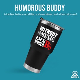 Without Music Life would B Flat Vacuum Insulated Tumbler Music Teacher Gifts Musicians Choir Director Pianist Guitarist Travel Mug With Lid Straw (30 oz)