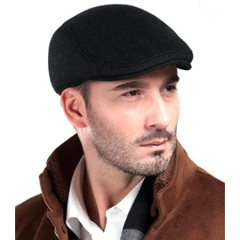 Comilaka Men's Beret Cap Gatsby Flat Cap Newsboy Flat Cap Driving Cabbie Men's Hat, black