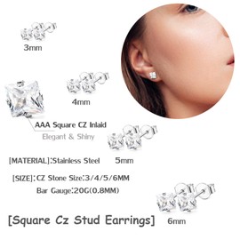 Dochais 24 Pairs Earrings Set, Hypoallergenic Earrings Silver Set, Round Cubic Zirconia Stud Earrings, for Multiple Piercings, Small Stud Earrings for Women, Men, Girls, Stainless Steel