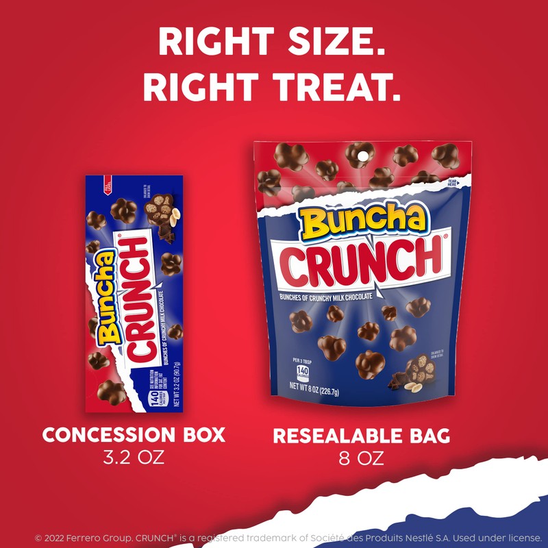 Buncha CRUNCH - Milk Chocolate and Crisped Rice, Resealable Bag,