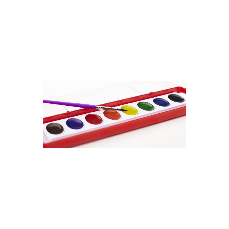 RoseArt 8-Color Washable Watercolors with 1 Paintbrush, Packaging May Vary
