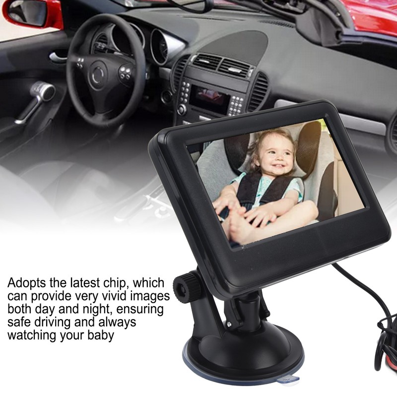 Baby Car Safety View Mirror Adjustable 4.3in Shatterproof Baby Car