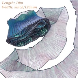 WADORN 10 m Ruffle Ribbon Pleated Chiffon Trim, 12.5 cm Retro Organza Fabric Trim Tulle Ruffle Lace Border for Forestry Costume Crafts Dresses Bags Weddings Sewing Curtain Decoration (Green)