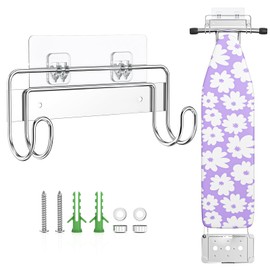 XILIMEN Ironing Board Holder Wall Mount, Iron Board Hanger Stainless Steel, Wall Mounted Ironing Board, Y T Leg Laundry Rooms Iron Board Hooks for Wall Heavy Duty