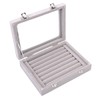 Ivosmart 7 Slots Velvet Glass Ring Jewellery Display Storage Box Tray Case Holder Earring Organizer Stand Grey