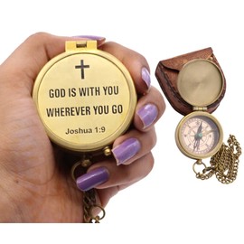 God’s Way Compass, Psalm 32:8, Solid Brass Directional Engraved Compass, Baptism Gifts for Boys Girls, First Communion, Christian Gifts for Men, First Confirmation Gifts for Boys Catholic Gifts