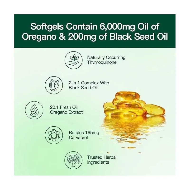 Aceite De Orégano Cápsula Blanda 6000mg 300 Cápsulas