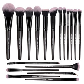 MAANGE Brochas de Maquillaje Kit 18 Piezas Profesional Sintéticos de Alta Calidad Set de Brochas para Maquillaje Rubor Brocha Sombras para Ojos&Facial Kabuki (Negro)