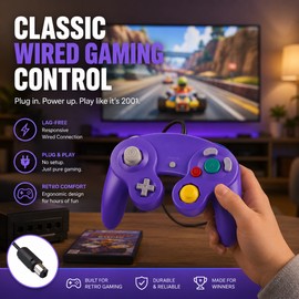 Wired GameCube Controller for Retro Gaming – Plug-and-Play Gamepad for Home, Parties & Multiplayer