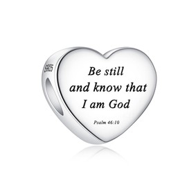 Alstade Be still and know that I am God charm fits Bracelets and Necklace Pendant Bead Charms Jewelry Present for Women Family Friends