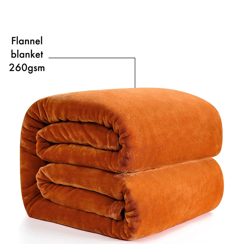 Orange Flannel Fleece Blanket fluffy throw Super soft Bed Blanket