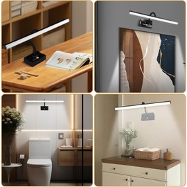 phonar Picture Lights for Wall,Battery Operated Wall Sconce Rechargeable,LED Wall Light Cordless with Remote,3 Color Temperature, Art Lights for Painting,Gallery,Dartboard Lights,Black