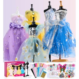 YEETIN Fashion Designer Kit for Girls – DIY Sewing & Arts Craft Kit with 5 Mannequins, Doll Clothes Making Set, Learn to Sew, Creative Gift for Girls Ages 6-12