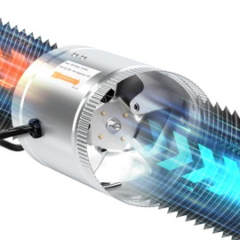 iPower 6 Inch Inline Duct Fan 240 CFM, HVAC Booster Exhaust Ventilation Fan with Low Noise for Basements, Bathrooms, Grow Tents, Kitchens and Attics, Silver