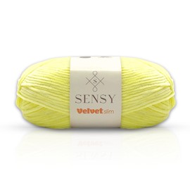 Sensy Velvet Slim Yarn for Crocheting, Baby Blanket Yarn, Chenille Yarn, Amigurumi Yarn, 3.5 oz, 218 Yards, Gauge 3 Light (Yellow)