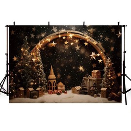AIBIIN Christmas Window Night Christmas Tree Starlight Holiday Photo Props Stand Portrait Party Banner Decor Backdrop