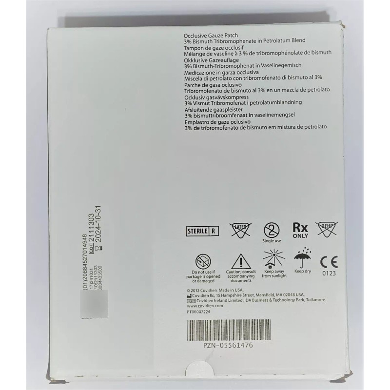 Kendall Parche-gasa Oclusiva Petrolato Xeroform 10x10cm, Caja 25 Pz