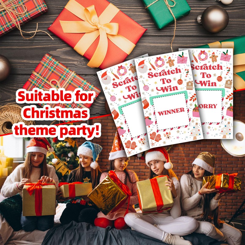 Christmas Scratch Off Cards, Xmas Party Scratch Games Adults Groups,