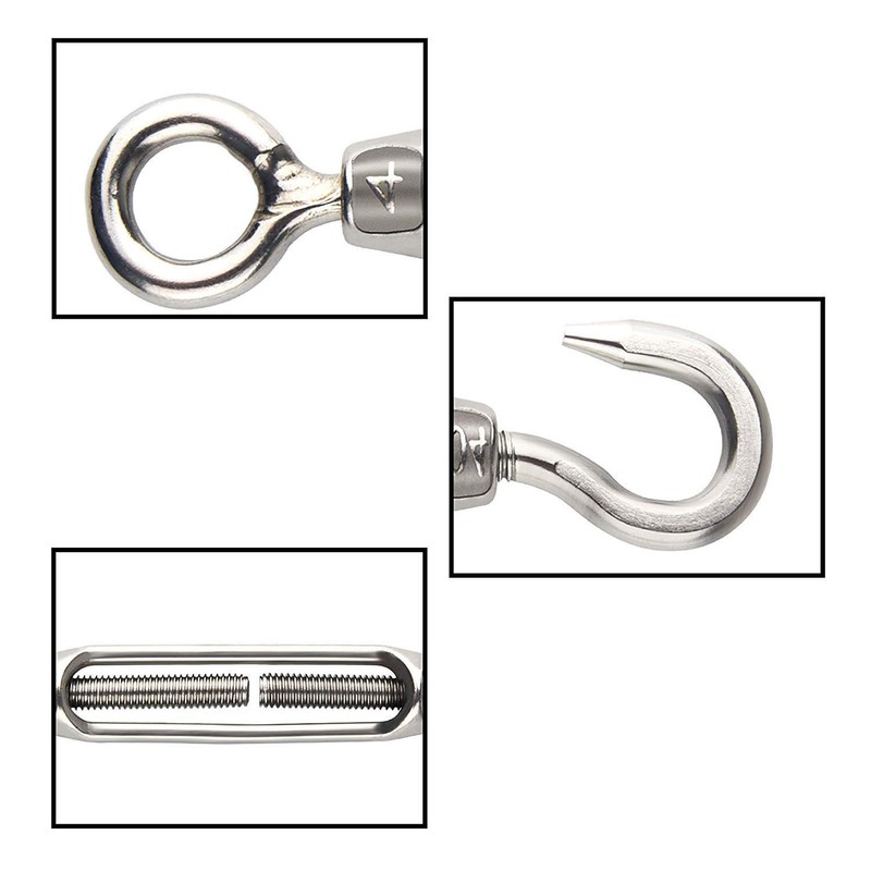 Trimming Shop Turnbuckle Wire Tensioner M12 Rope Strainer Stainless Steel