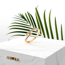 THIORA Women's Ring - 'Bora Brilliance' | Premium Stainless Steel | Balls & Stones | Flexible Size | Cubic Zirconia | Finger Jewellery